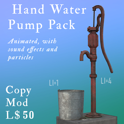 Second Life Marketplace Hand Water Pump Pack